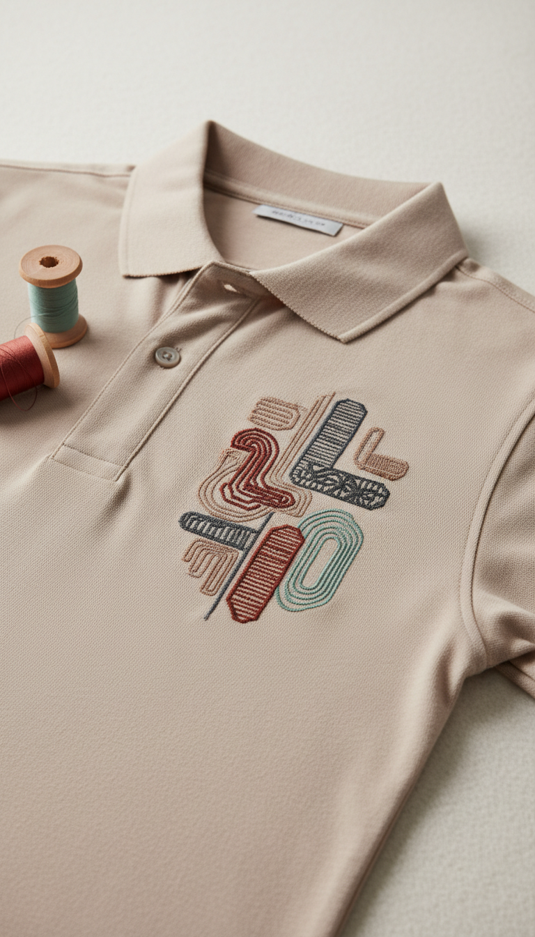 Polo-Shirt mit Schweizer Stickerei